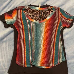 Colorful Striped V-Neck Top